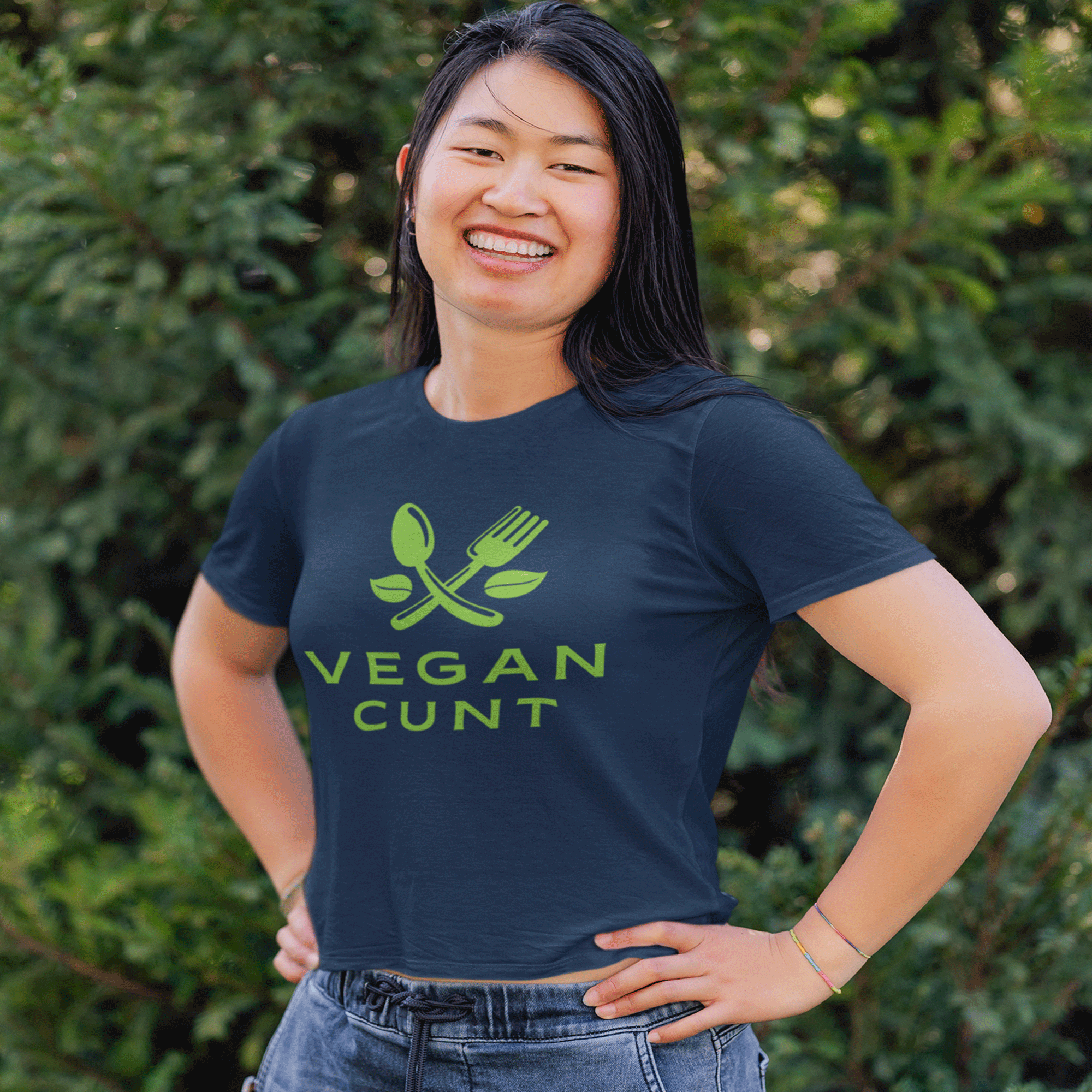 vegan cunt navy tshirt
