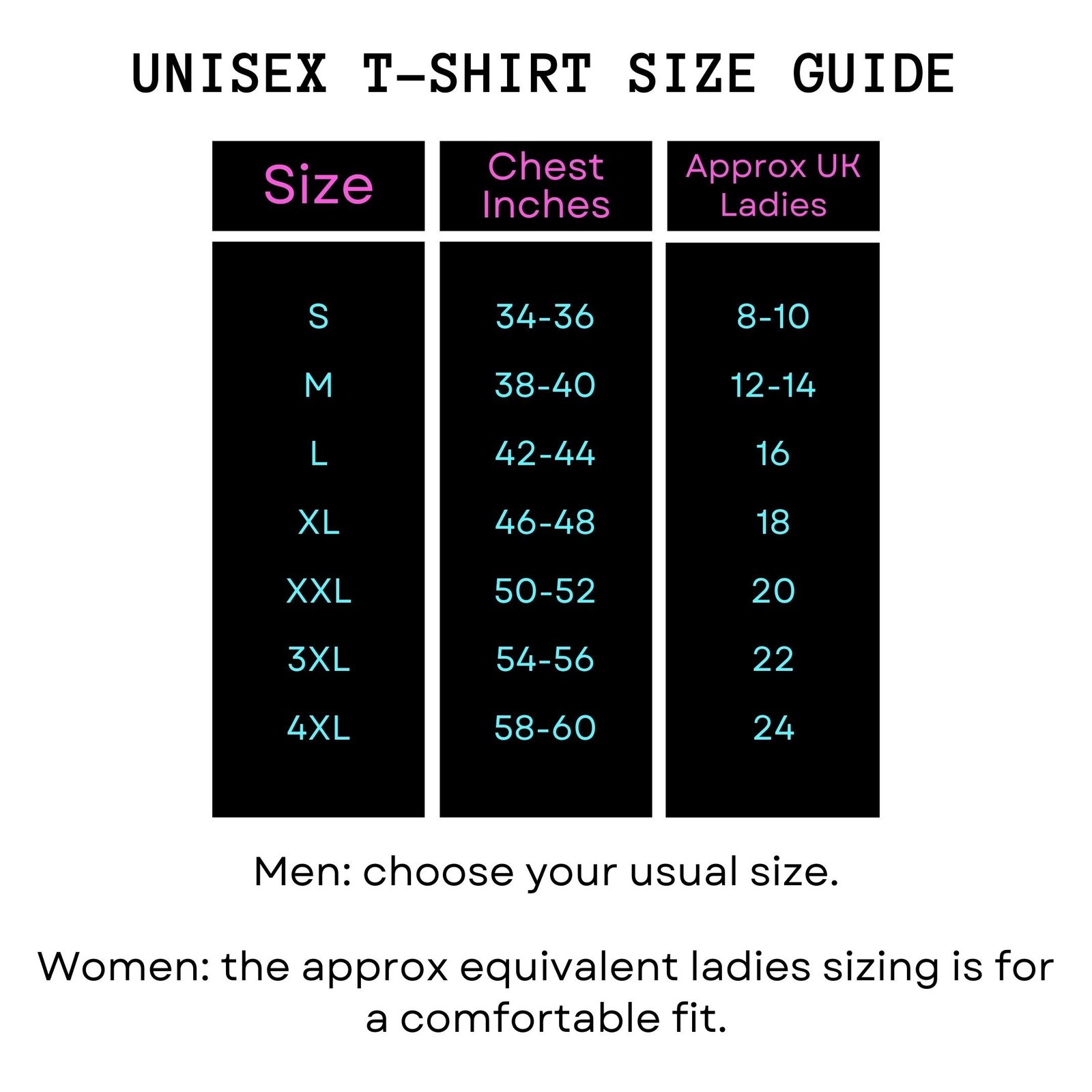 tshirt size guide