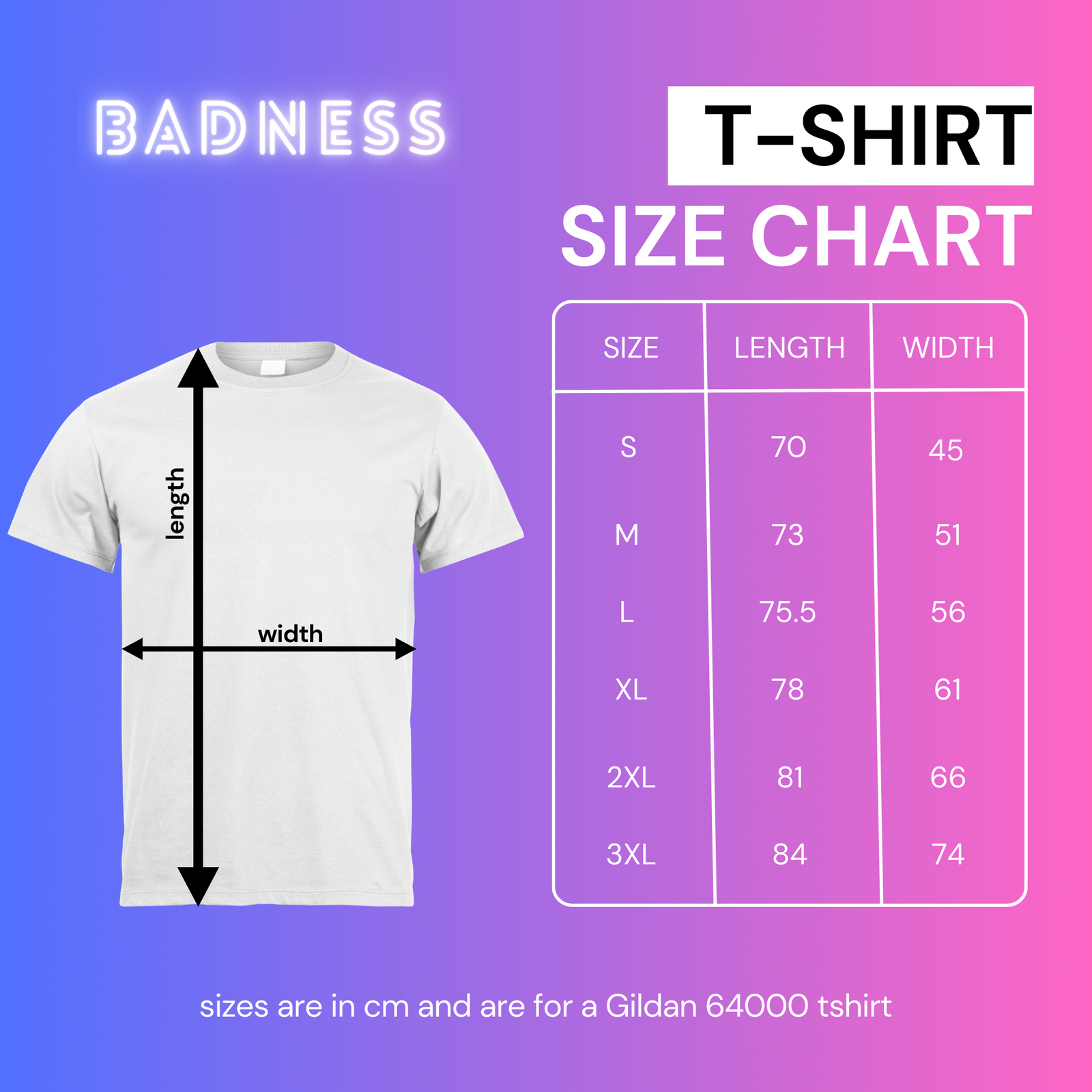 size guide for tshirts