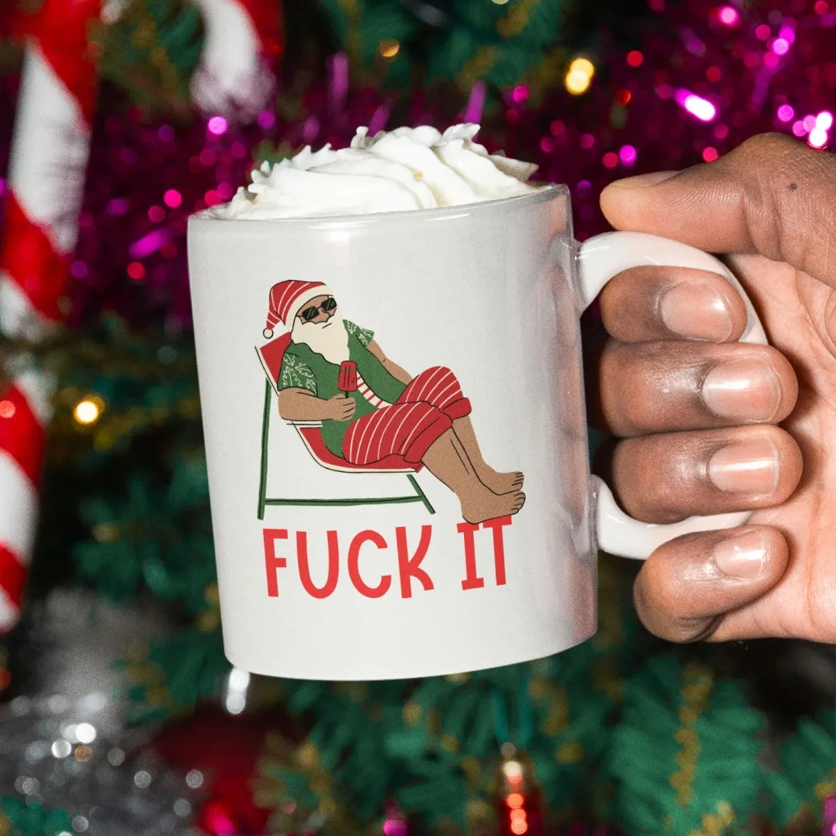 fuck it xmas mug 2 Fuck It Santa t-shirt
