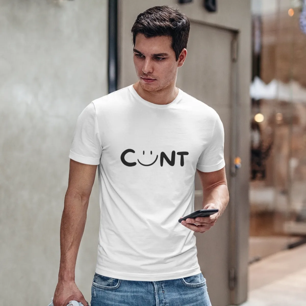 smiley cunt white 3 Straight Outta Cuntsville t-shirt