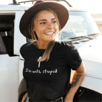 with stupid navy black i'm with stupid tshirt